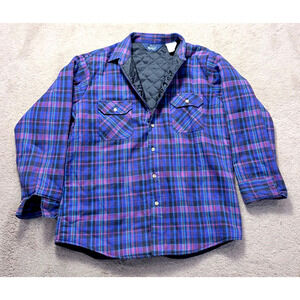 Vintage Woolrich Jacket Shacket Flannel Quilted Lining Plaid Size Large